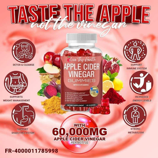 Apple Cider Vinegar Gummies 1000mg 60 Pcs Gummies Per Bottle