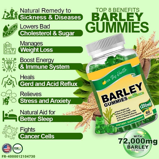 Barley Gummies with SuperGreens 1200MG 60Pcs Gummies Per Bottle
