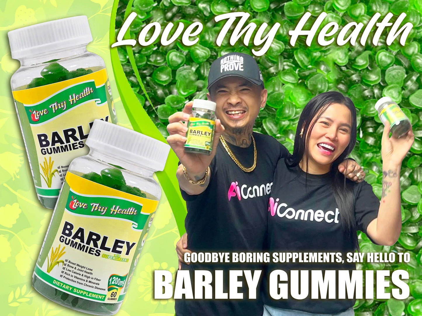 Barley Gummies with SuperGreens 1200MG 60Pcs Gummies Per Bottle