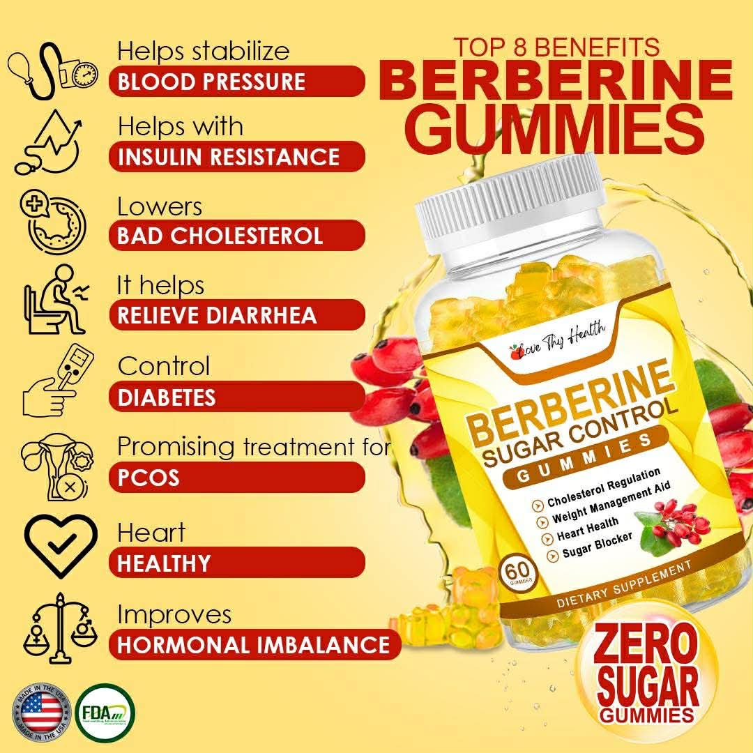 BERBERINE 60 PCS ZERO SUGAR GUMMIES PER BOTTLE
