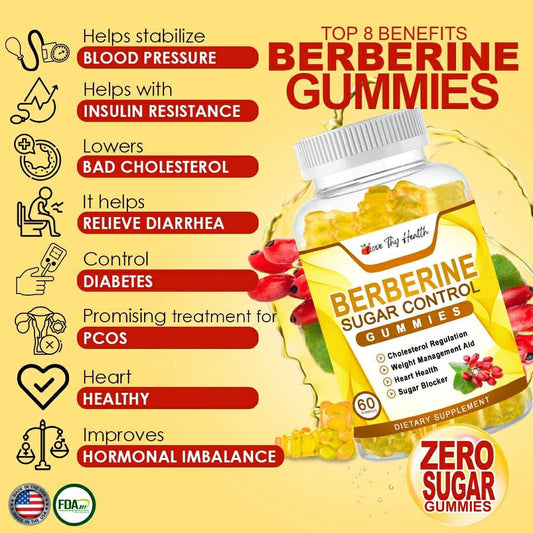 BERBERINE 60 PCS ZERO SUGAR GUMMIES PER BOTTLE