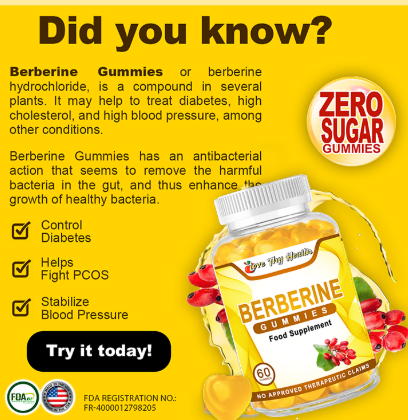 BERBERINE 60 PCS ZERO SUGAR GUMMIES PER BOTTLE