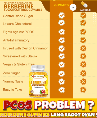 BERBERINE 60 PCS ZERO SUGAR GUMMIES PER BOTTLE