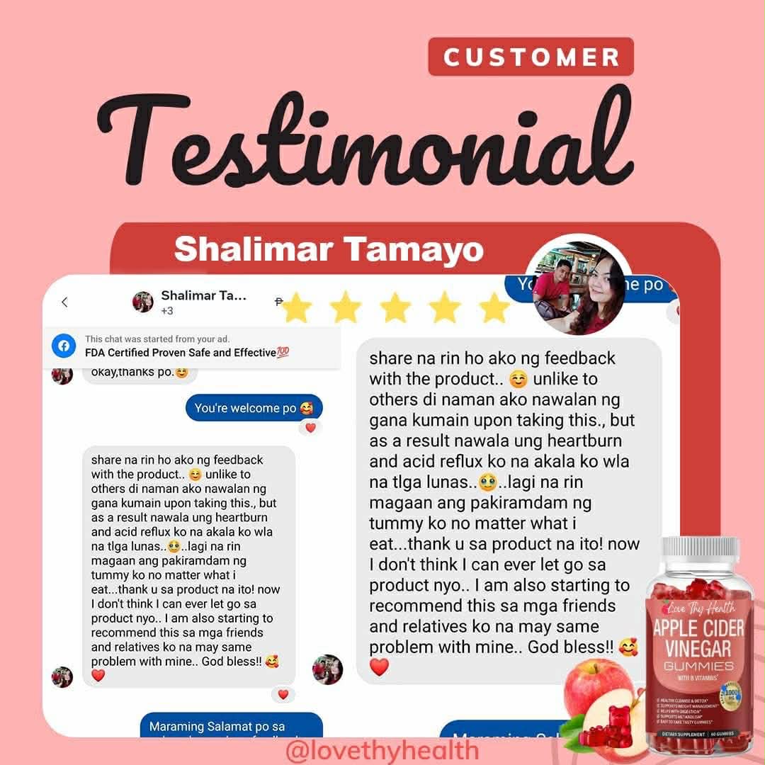 Apple Cider Vinegar Gummies 1000mg 60 Pcs Gummies Per Bottle