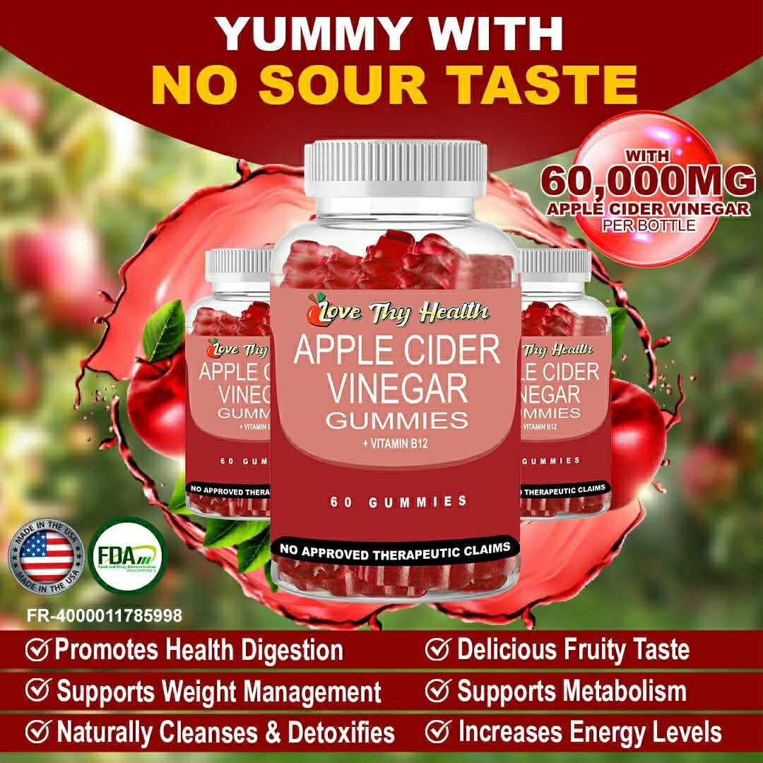 Apple Cider Vinegar Gummies 1000mg 60 Pcs Gummies Per Bottle